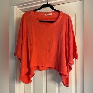 We The Free by Free People Hot Red Short Sleeve Oversized Cropped CC Tee Casual